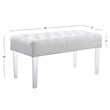 Linon Ella Clear Acrylic Leg Upholstered Tufted Bench in White/Silver Fabric