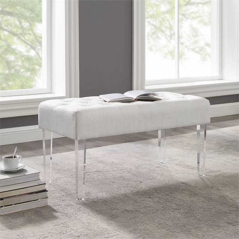 White deals tufted bench