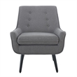 Linon Trelis Upholstered Tufted Accent Chair with Black Wood Legs in Gray Fabric
