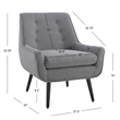 Linon Trelis Upholstered Tufted Accent Chair with Black Wood Legs in Gray Fabric