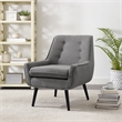Linon Trelis Upholstered Tufted Accent Chair with Black Wood Legs in Gray Fabric