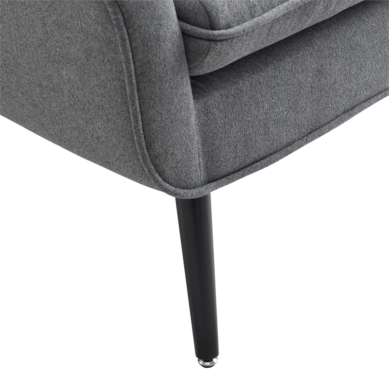 Linon Trelis Upholstered Tufted Accent Chair with Black Wood Legs in Gray Fabric