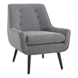 Linon Trelis Upholstered Tufted Accent Chair with Black Wood Legs in Gray Fabric