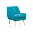 Linon Trelis Upholstered Tufted Accent Chair Natural Wood Legs in Teal Fabric