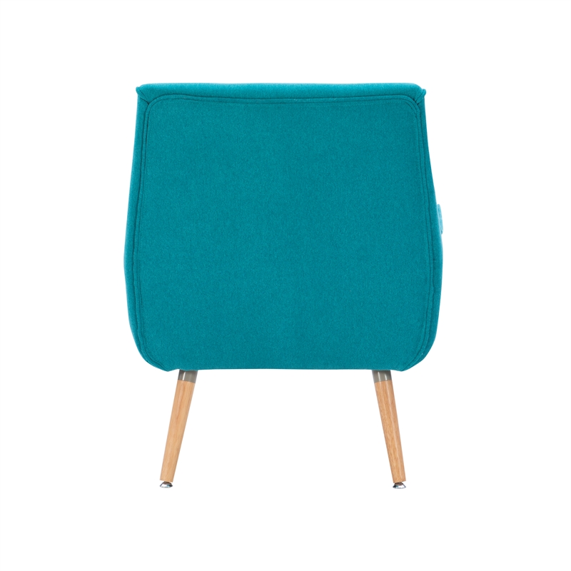 Linon Trelis Upholstered Tufted Accent Chair Natural Wood Legs in Teal Fabric