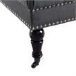 Linon Isabelle Square Upholstered Ottoman Black Legs in Charcoal Gray Fabric