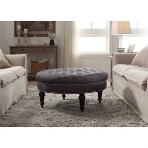 Round Ottoman in Charcoal