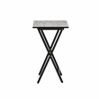 Linon Five Piece Faux Marble Folding Tray Table Set with Stand in Black Wood