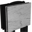 Linon Five Piece Faux Marble Folding Tray Table Set with Stand in Black Wood