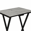 Linon Five Piece Faux Marble Folding Tray Table Set with Stand in Black Wood