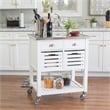 Linon Robbin Wood Rolling Kitchen Storage and Prep Cart in White