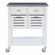 Linon Robbin Wood Rolling Kitchen Storage and Prep Cart in White