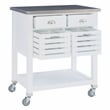 Linon Robbin Wood Rolling Kitchen Storage and Prep Cart in White