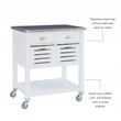 Linon Robbin Wood Rolling Kitchen Storage and Prep Cart in White
