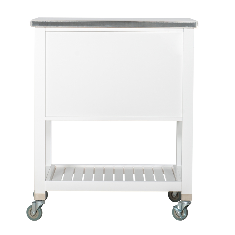 Linon Robbin Wood Kitchen Storage and Prep Cart in White