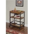 Linon Austin Rolling Metal Wood Bar Cart 3 Shelves Wine and Glass Rack in Brown