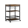 Linon Austin Rolling Metal Wood Bar Cart 3 Shelves Wine and Glass Rack in Brown