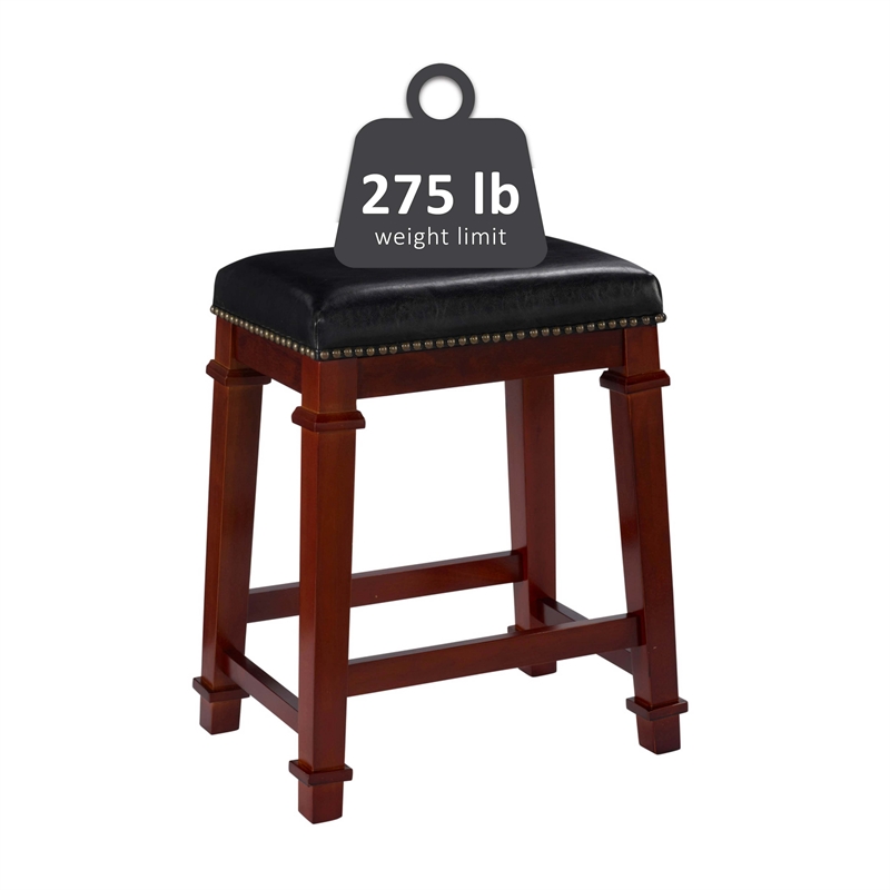 Linon Kennedy 24" Wood Counter Stool in Cherry Brown - 558121DKCHY01U