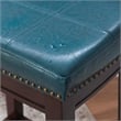 Linon Claridge Backless Counter Stool Blue Faux Leather Wood Frame in Dark Brown