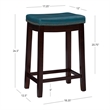 Linon Claridge Backless Counter Stool Blue Faux Leather Wood Frame in Dark Brown