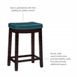 Linon Claridge Backless Counter Stool Blue Faux Leather Wood Frame in Dark Brown