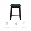 Linon Claridge Backless Counter Stool Blue Faux Leather Wood Frame in Dark Brown