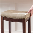 Linon Claridge Backless Counter Stool Beige Faux Leather Wood Frame in Brown