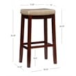 Linon Claridge Backless Bar Stool Beige Faux Leather Wood Frame in Brown Finish