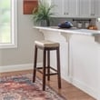 Linon Claridge Backless Bar Stool Beige Faux Leather Wood Frame in Brown Finish