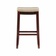 Linon Claridge Backless Bar Stool Beige Faux Leather Wood Frame in Brown Finish