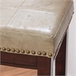 Linon Claridge Backless Bar Stool Beige Faux Leather Wood Frame in Brown Finish