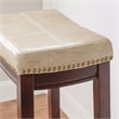 Linon Claridge Backless Bar Stool Beige Faux Leather Wood Frame in Brown Finish