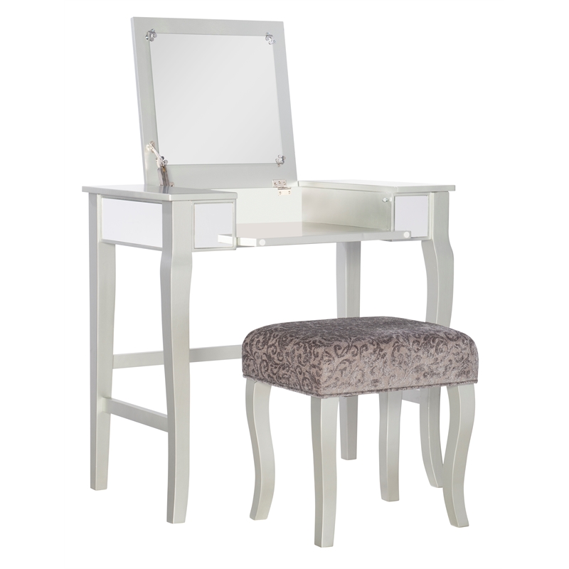 Linon Harper Wood Vanity Set In Silver 580432sil01u - Linon Home Decor Vanity Set Linon Harper Wood Vanity Set In Silver 580432sil01u - Linon Home Decor Vanity Set
