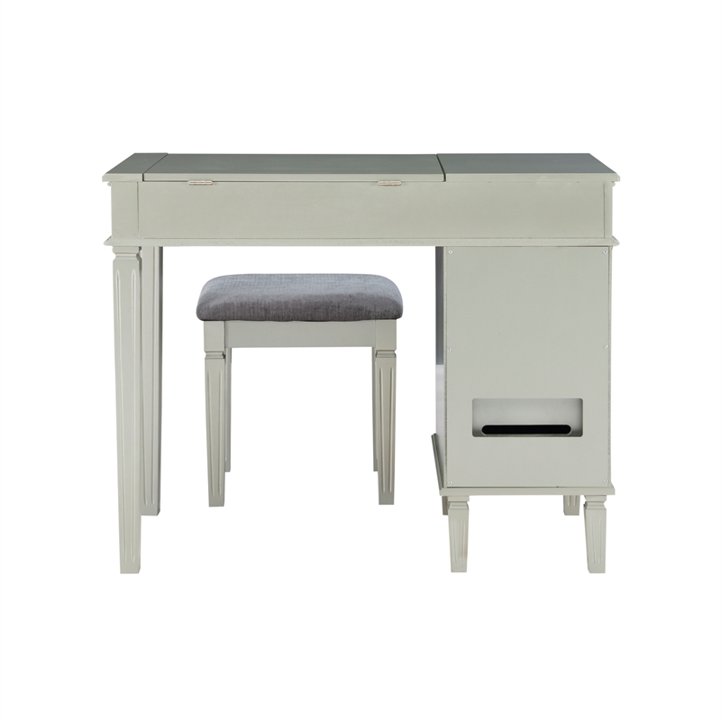 Linon Alexandria Wood Vanity Set in Silver Cymax Business