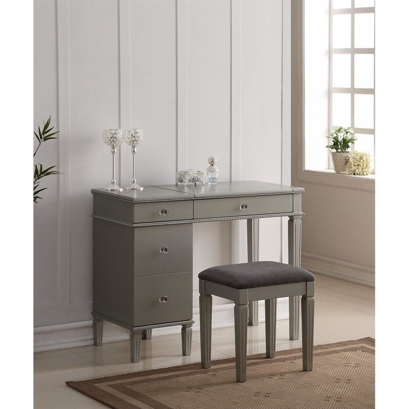 bedroom vanity set in silver - 580435sil01u