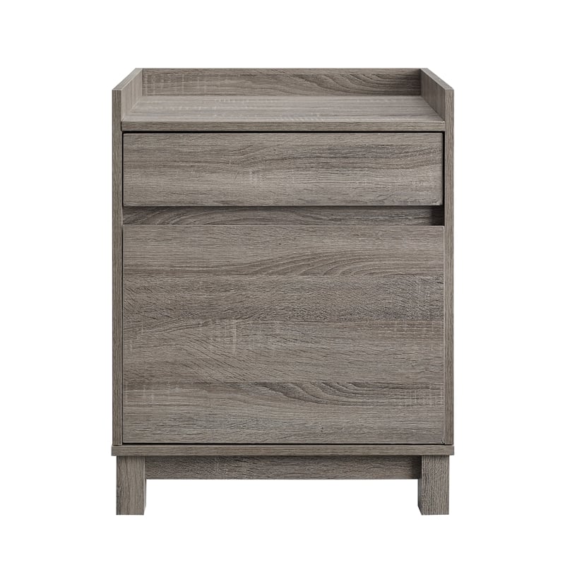 Linon Tracey Wood Filing Cabinet Compact Design with 2 Drawers in Gray Finish