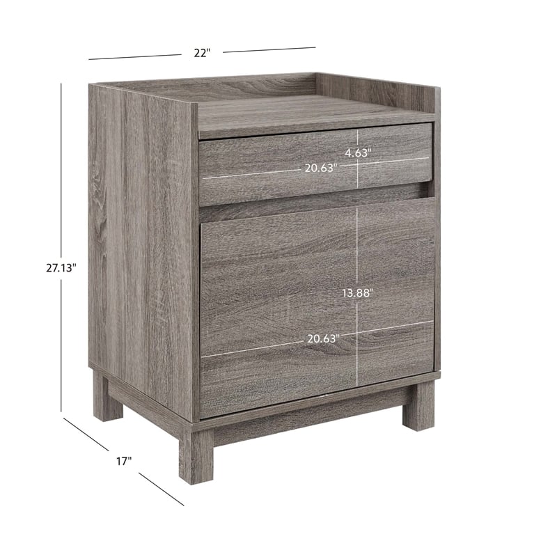 Linon Tracey Wood Filing Cabinet Compact Design with 2 Drawers in Gray Finish