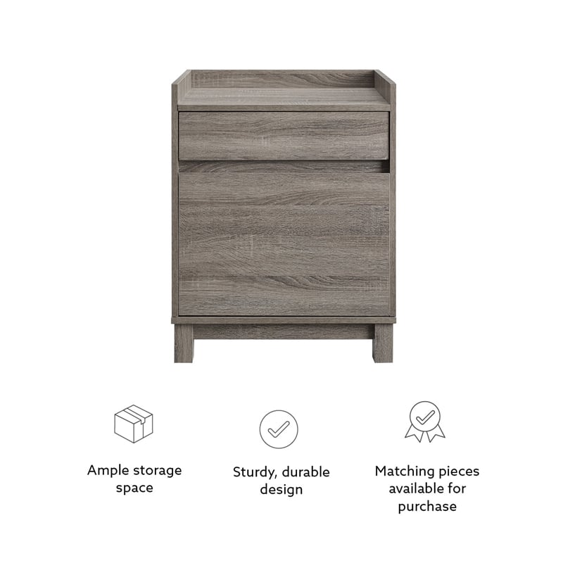 Linon Tracey Wood Filing Cabinet Compact Design with 2 Drawers in Gray Finish
