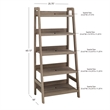 Linon Tracey Five Open Shelf Wood Ladder Bookcase in Gray Finish