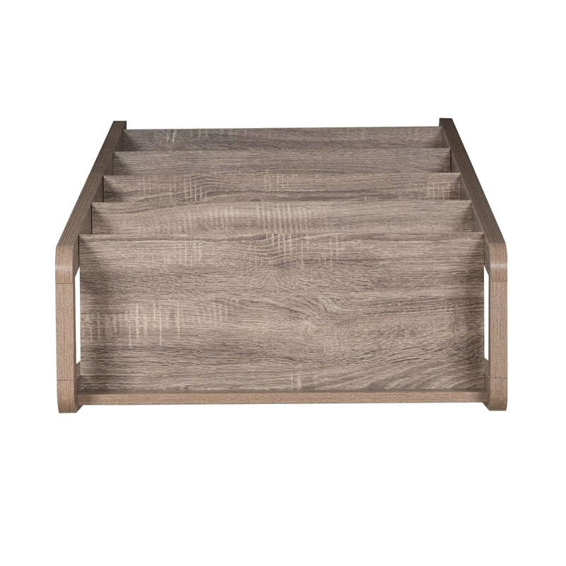 Linon Tracey Five Open Shelf Wood Ladder Bookcase in Gray Finish