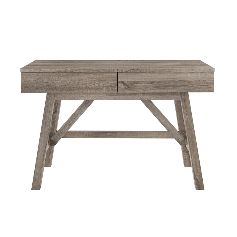 Linon Tracey Wood Minimal Two Drawer Small Space Desk in Gray Finish