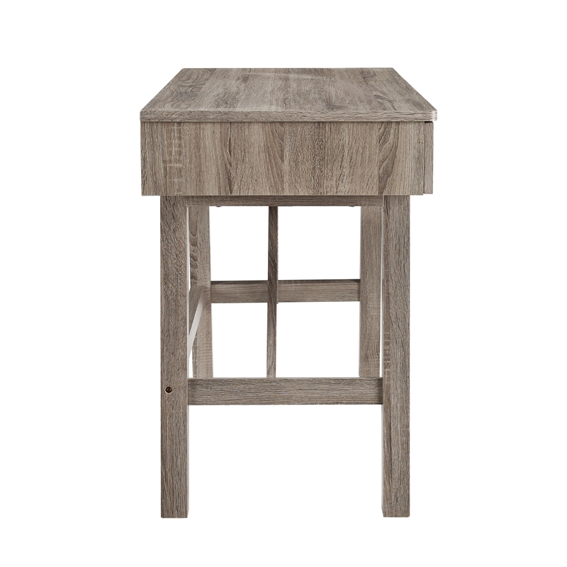 Linon Tracey Wood Minimal Two Drawer Small Space Desk in Gray Finish
