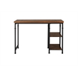 Linon Austin Sturdy Rustic Desk with 2 Wood Shelves and Metal Frame in Black