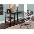Linon Austin Sturdy Rustic Desk with 2 Wood Shelves and Metal Frame in Black