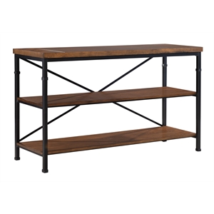 linon austin wood and metal tv stand in brown