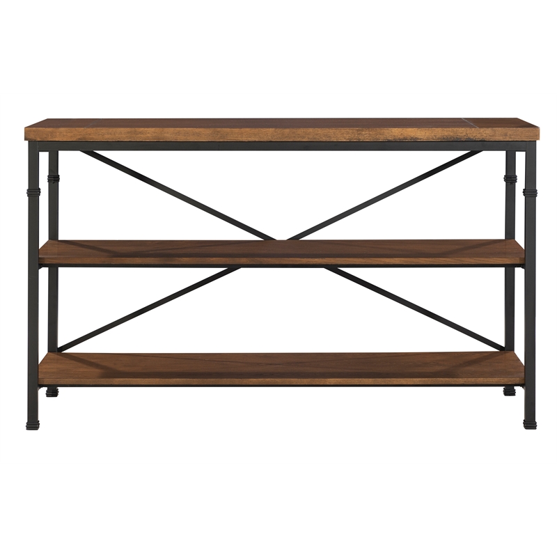 Linon Austin Wood and Metal TV Stand in Brown 