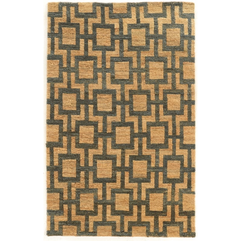 Linon Jute Soumak Hand Woven Hemp 8'x11' Rug in Beige and Slate