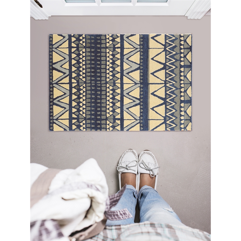 Linon Aspire Comp Hand Tufted Wool 2'x3' Rug in Ivory