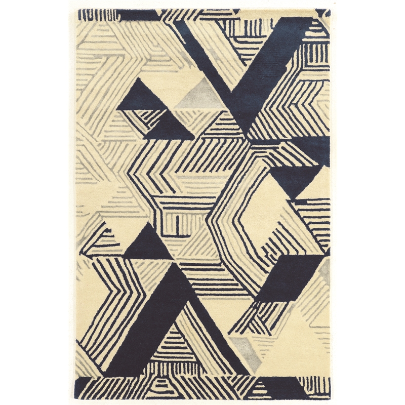 Linon Aspire Hatch Hand Tufted Wool 8'x11' Rug in Ivory