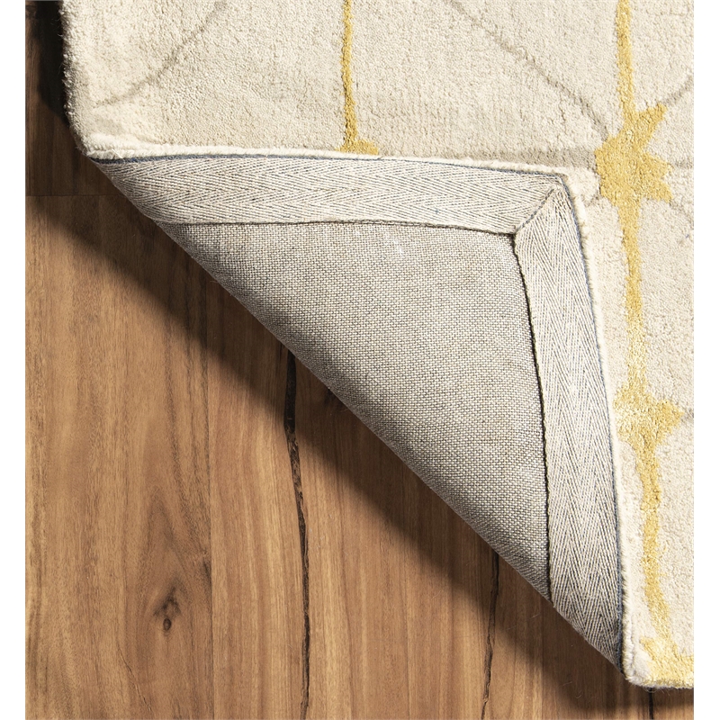 Linon Aspire Pane Hand Tufted Wool 8'x11' Rug in Ivory